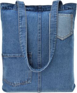 Džínová taška shopper, taška na nákupy, džínová do školy nebo práce - modrá