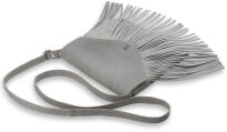 Crossbody kabelka s klopou a třásněmi boho přírodní kůže - černá - 4