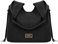 Monnari semišová dámská taška vak shopper volná matná kabelka 2v1 + crossbody - černá - 5