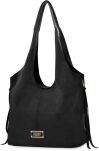 Monnari semišová dámská taška vak shopper volná matná kabelka 2v1 + crossbody - černá - 4