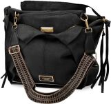 Monnari semišová dámská taška vak shopper volná matná kabelka 2v1 + crossbody - černá - 3