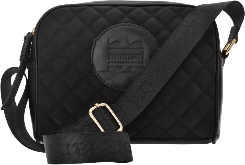 Černá taška Monnari prošívaná dámská kabelka přes rameno logo - černá