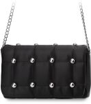 Femestage elegantní dámská malá kabelka s řetízkem a kamínky - černá - 2