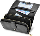 Elegantní dámská kožená lakovaná peněženka na mince rovicky se třpytivými filtry v rfid balení - černá - 4