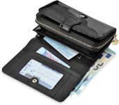 Elegantní dámská kožená lakovaná peněženka na mince rovicky se třpytivými filtry v rfid balení - černá - 5