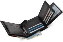 Pánská kožená peněženka Peterson RFID velká na karty a mince pravá kůže - černá - 6