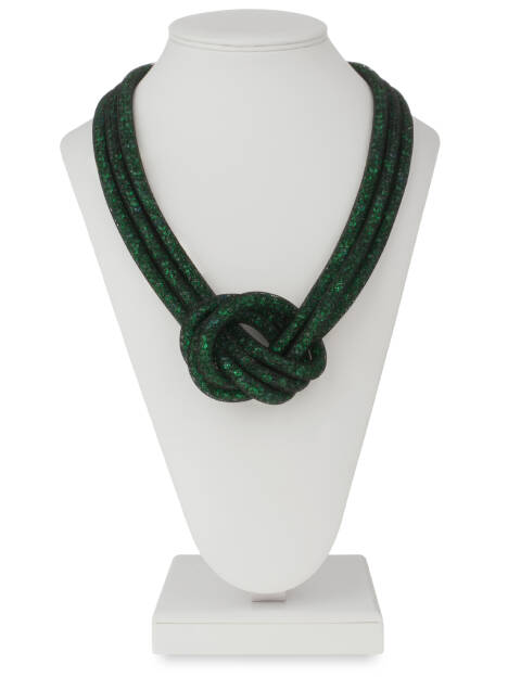 Trojitý náhrdelník ze šperkové síťky - zelený