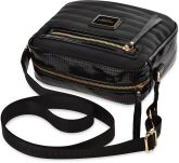 Monnari sportovní prošívaná měkká dámská kabelka na dlouhém širokém popruhu s logem - černá - 3