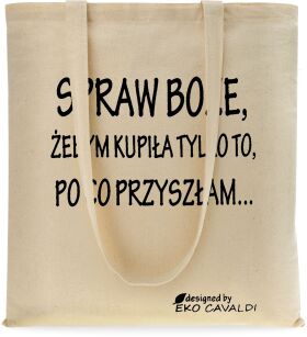 Bavlněná nákupní eko taška shopper do města s potiskem - spraw boże - béžová