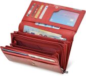 Elegantní lakovaná dámská peněženka velká kožená jennifer jones prostorná peněženka se vzorem - červená - 3