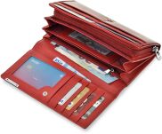 Elegantní lakovaná dámská peněženka velká kožená jennifer jones prostorná peněženka se vzorem - červená - 4