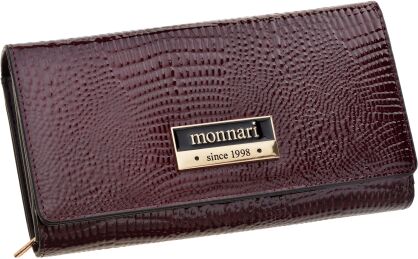 Monnari dámská peněženka se vzorem velká prostorná lakovaná peněženka - burgundy
