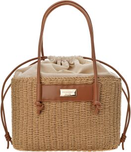 Monnari pletený košík se stahovákem klasická dámská taška zapletená boho shopper - béžová