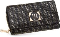 Monnari střední dámská kožená peněženka exkluzivní na zip a druky - černá se zlatou - 6