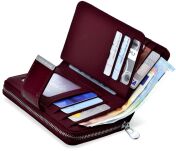 Dámská kožená peněženka jennifer jones lakovaná peněženka - vínová - 4