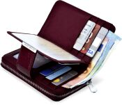 Dámská kožená peněženka jennifer jones lakovaná peněženka - vínová - 5
