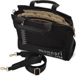 MONNARI dámská shopper aktovka městská velká prostorná taška s kroužkem na klíče a popruhem s logem - černá - 4