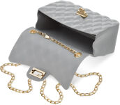 Pikovaná  kabelka plastová listonoška moderní na řetízku - šedý - 3