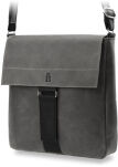 Kožená pánská crossbody taška s klopou značka BALEINE - šedá - 2