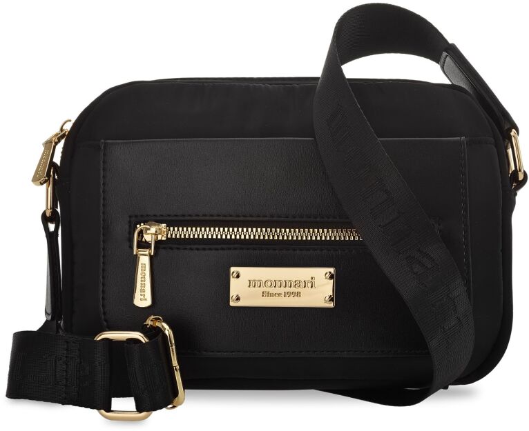 MONNARI sportovní dámská malá městská crossbody kabelka přes rameno s dlouhým popruhem s logem - černá