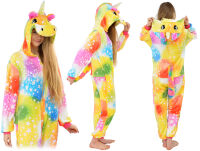 Kigurumi jednodílné pyžamo overal s kapucí – barevný jednorožec - 4