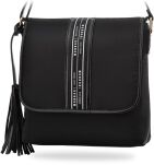 Monnari sportovní dámská městská taška listonoška s třásněmi a klíčenkou aktovka s logem - černá - 5