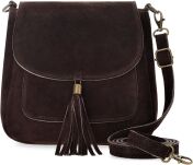 Semišová italská dámská kožená kabelka crossbody s třásněmi boho vera pelle italy - 8