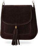 Semišová italská dámská kožená kabelka crossbody s třásněmi boho vera pelle italy - 12
