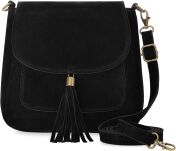 Semišová italská dámská kožená kabelka crossbody s třásněmi boho vera pelle italy - 5