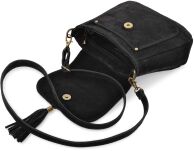 Semišová italská dámská kožená kabelka crossbody s třásněmi boho vera pelle italy - 7