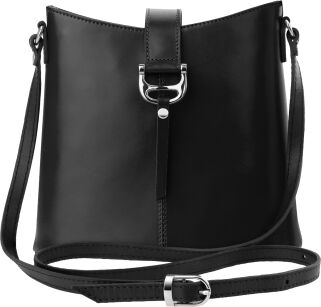 Dámská kožená crossbody kabelka z přírodní kůže VERA PELLE – černá
