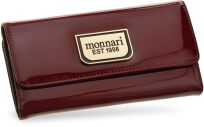 Monnari velká klasická dámská peněženka s klopou kožená lakovaná elegantní prostorná portmonka ve stylové dárkové krabičce - červená - 2