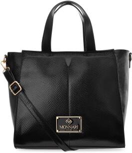 Monnari klasický shopper velká dámská kabelka prostorná taška s reliéfním vzorem - černá
