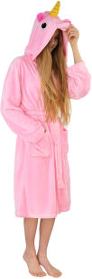Hřejivý plyšový župan s kapucí kigurumi onesie - růžový jednorožec