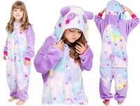 Dětský overal kigurumi pyžamo kostým onesie – pastelová panda s hvězdičkami - 9