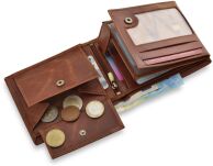 Pánská kožená peněženka Peterson velká s RFID na karty, bankovky a mince – hnědá - 4