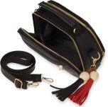 Objemná dámská kabelka listonoška kufřík s třásněmi - špinavá růžová - 4