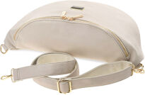 Velká dámská ledvinka prostorná elegantní klasická crossbody - krémová - 4