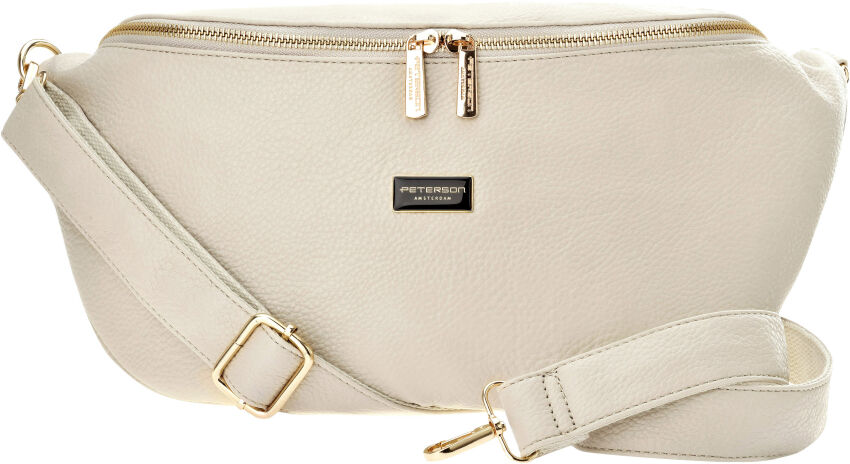 Velká dámská ledvinka prostorná elegantní klasická crossbody - krémová