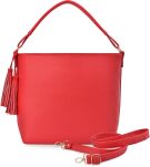 Velká dámská shopper kabelka s třásněmi a dvěma popruhy – růžová - 9