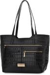 Monnari velká dámská městská kabelka shopper lodička na rameno croco - černá - 2