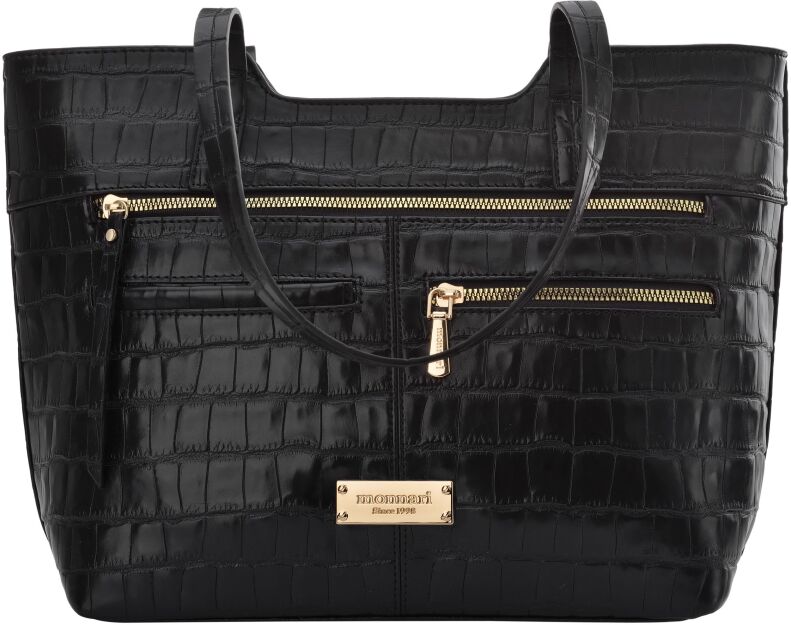 Monnari velká dámská městská kabelka shopper lodička na rameno croco - černá