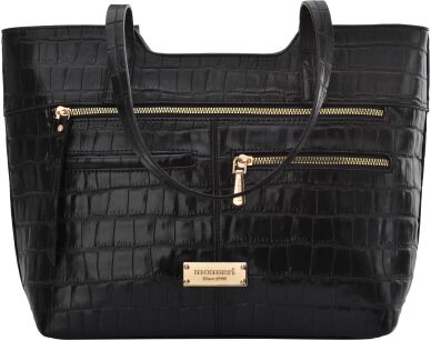 Monnari velká dámská městská kabelka shopper lodička na rameno croco - černá