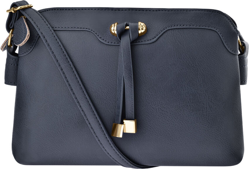Klasická crossbody kabelka s dlouhým popruhem dvoukomorová - tmavě modrá