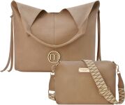 Monnari dámská taška pytel shopper volná kabelka 2v1 + crossbody taška - béžová - 2