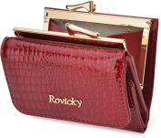 Lakovaná dámská peněženka malá peněženka se sponou RFID - červená - 3
