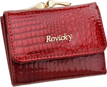 Lakovaná dámská peněženka malá peněženka se sponou RFID - červená