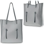 Lakovaná dámská kabelka monnari prostrona shopperka s originálními úchyty + organizér květy - šedý - 4