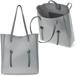 Lakovaná dámská kabelka monnari prostrona shopperka s originálními úchyty + organizér květy - šedý - 5