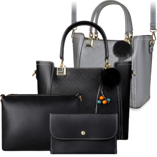 Set 3v1 klasická dámská kabelka shopper kufřík s reliéfem a klíčenkou + listonoška organizér+ psaníčko